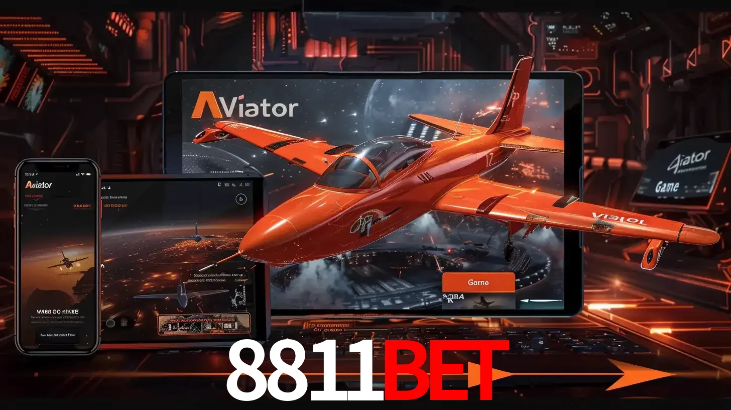 Apresentação tecnológica do jogo Aviator com um avião saindo da tela de um tablet, demonstrando a experiência imersiva em múltiplos dispositivos no 8811bet.