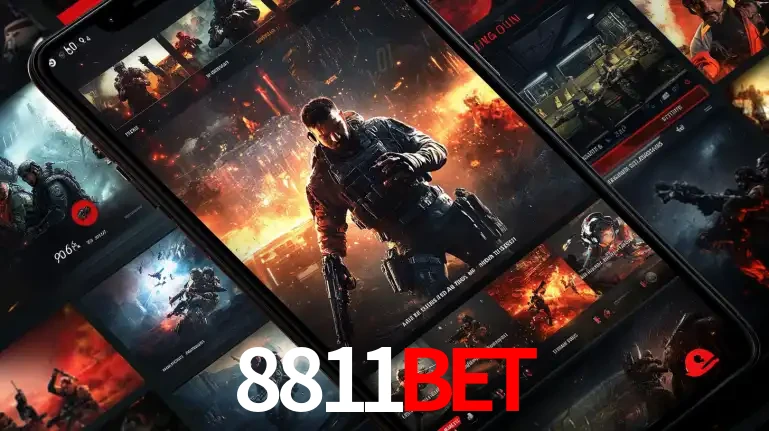 Tela de um celular exibindo uma galeria de jogos de tiro com temática militar, mostrando a variedade de e-sports disponíveis para apostas na plataforma de entretenimento 8811bet.